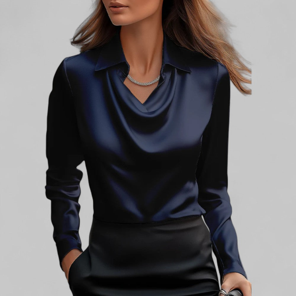 Victoria – Elegante Damenbluse mit fließendem Wasserfallausschnitt