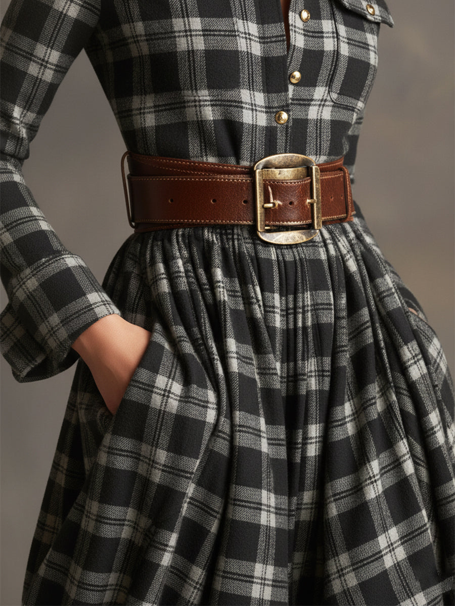 Helena – Kariertes Maxi-Hemdkleid