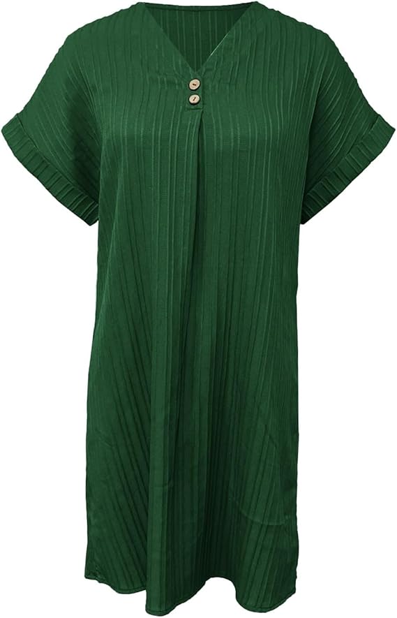 Mara – Damen Kurzarm V-Ausschnitt Kleid