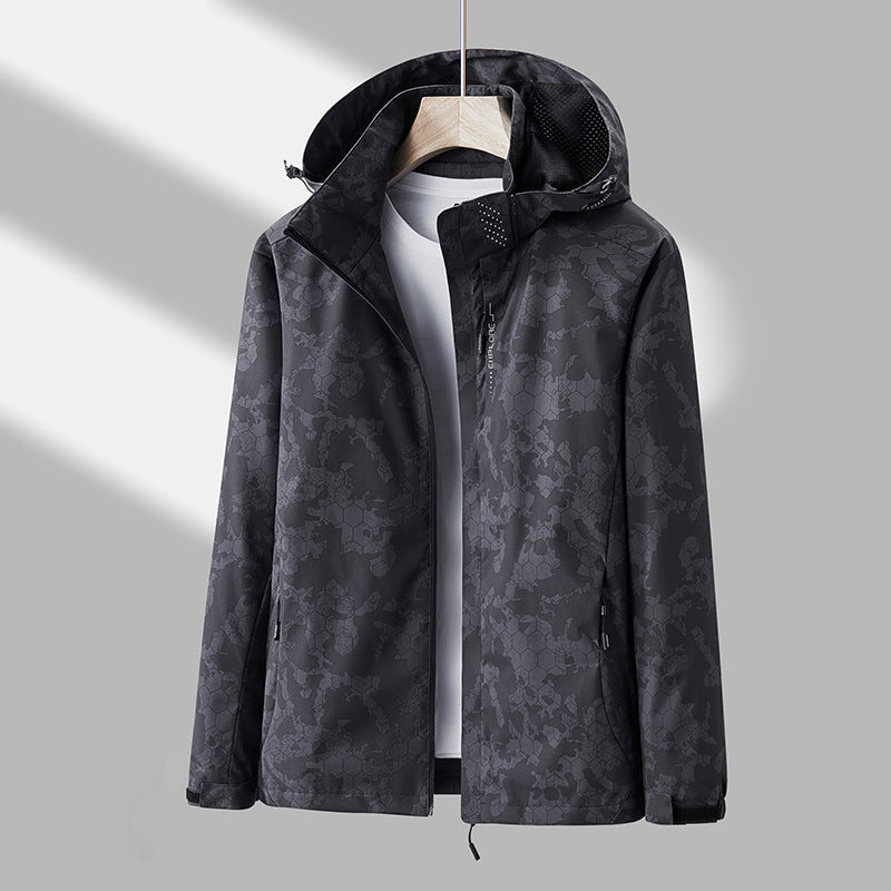 Damen Windjacke mit Kapuze und floralem Design - J&B - 3 - Atelier-Zofia