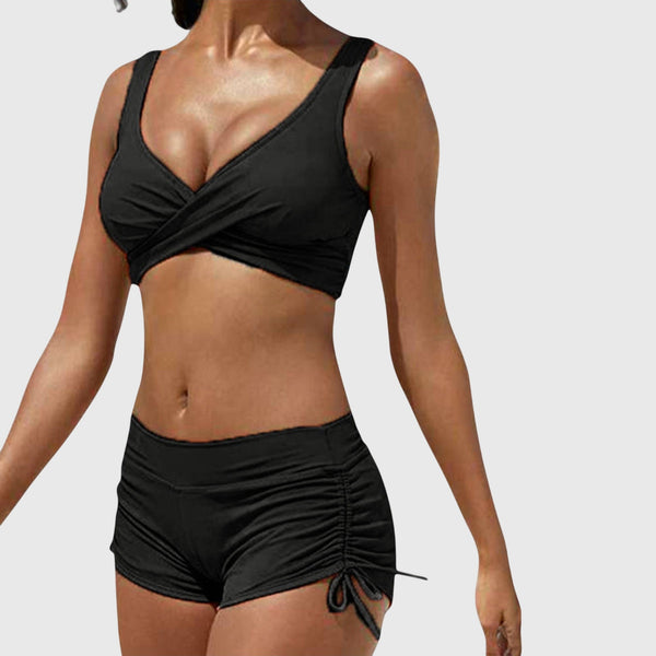 Bikini Set Women's Camo Print with Adjustable Shorts - Image 6
