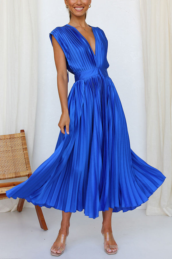 Mia – Women Satin Pleated Maxi Dress - Image 6