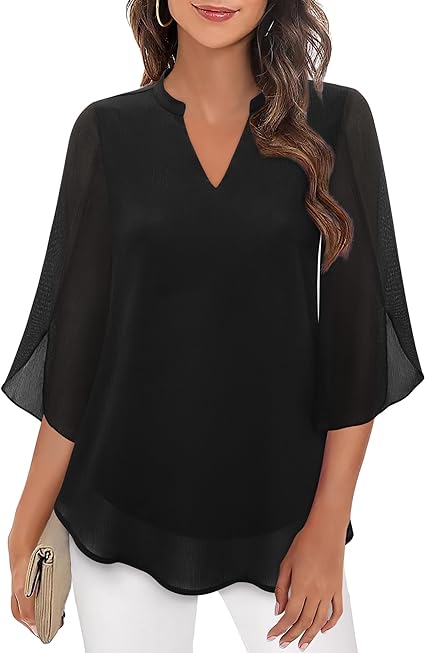 Sophie – Elegante V-Ausschnitt Chiffon Bluse