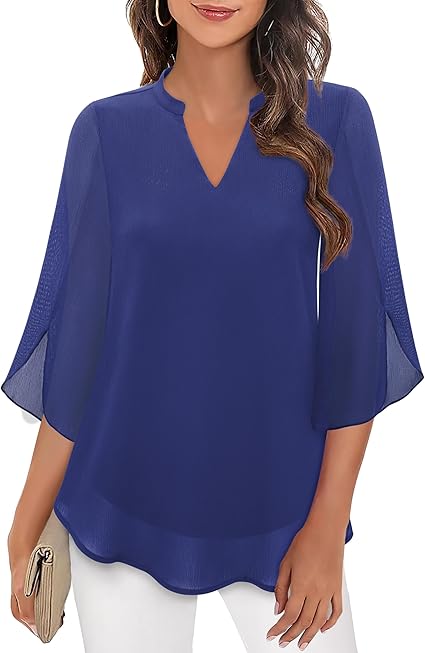 Sophie – Elegante V-Ausschnitt Chiffon Bluse