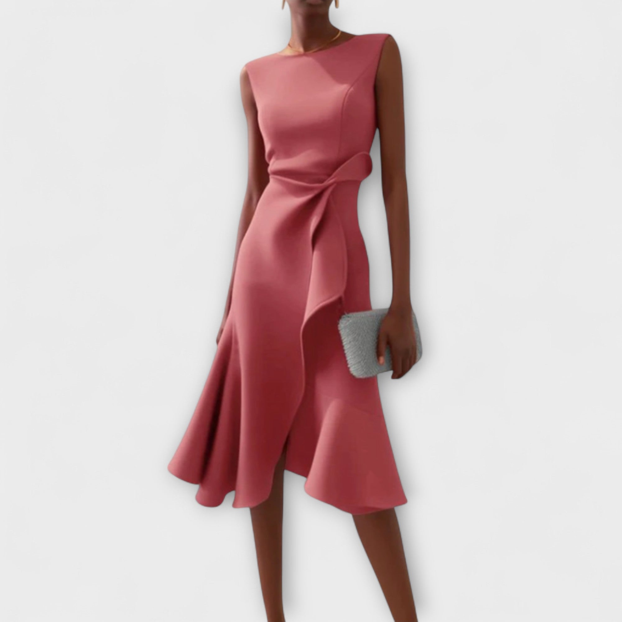 Lena – Women Draped Asymmetric Formal Dress - Image 3