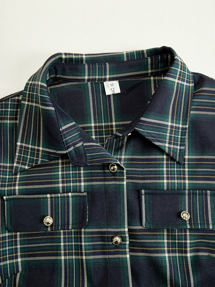 Helena – Kariertes Maxi-Hemdkleid