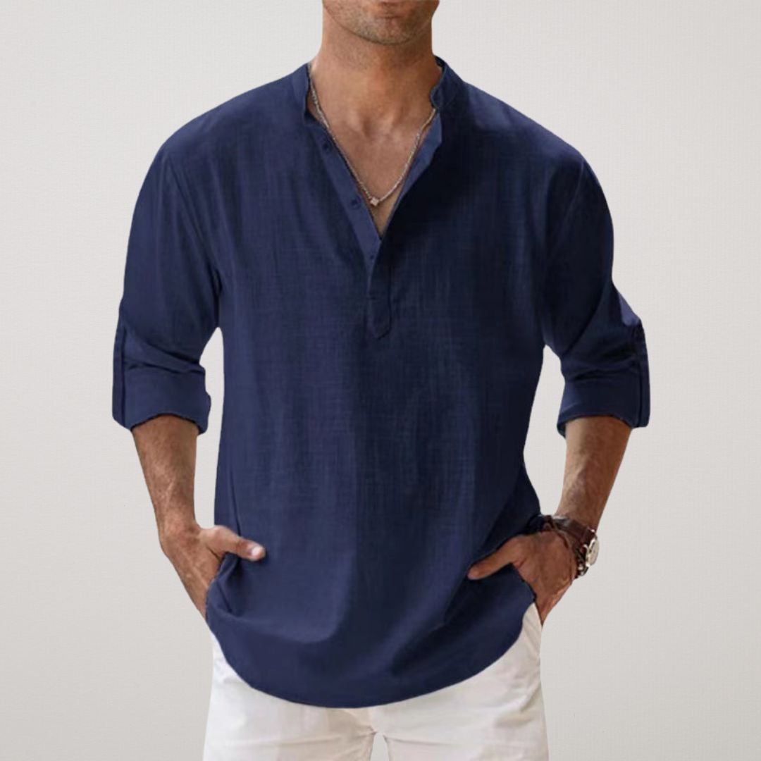 Lukas – Men's Relaxed Classic Long Sleeve Button Shirt - Image 4
