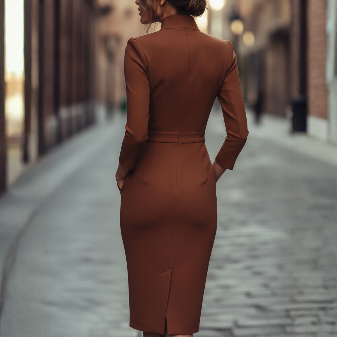 Lila – Elegant Women's Sheath Dress with Belt - Image 2