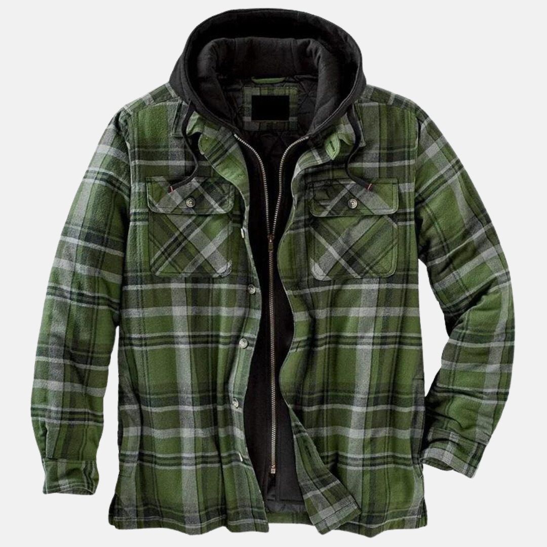 Herren Karo-Jackett mit Kapuze und Knopfverschluss - J&B - 8 - Atelier-Zofia