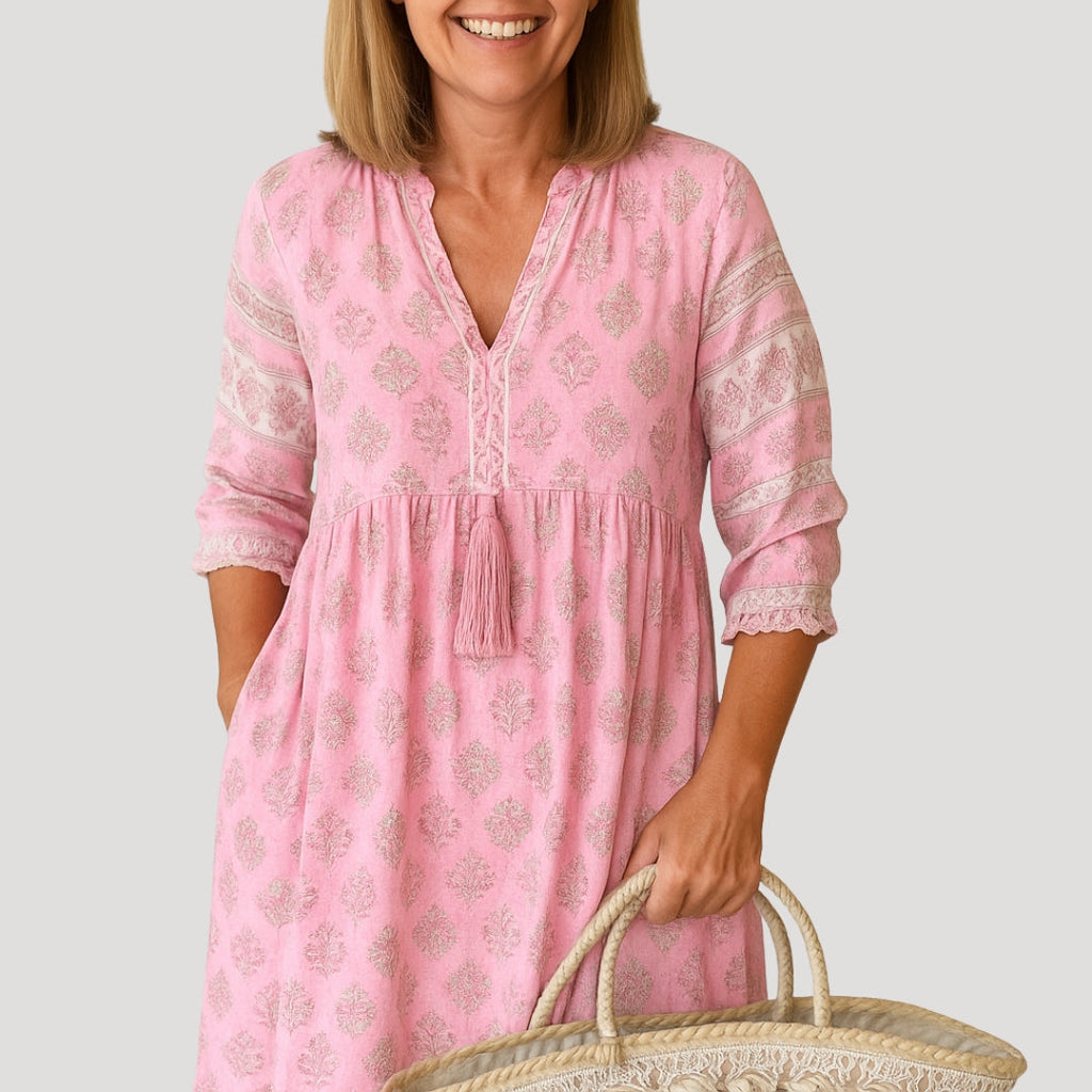 Johanna – Women's  midi dress boho beach style with pockets - Image 6