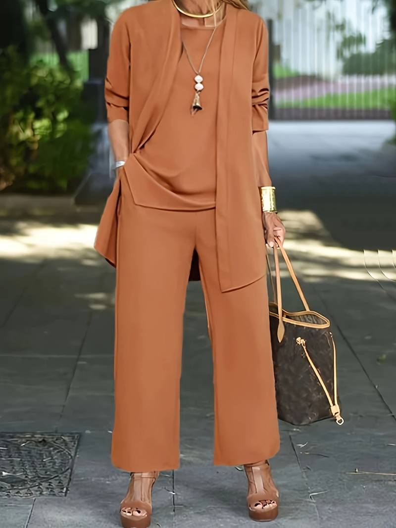 Damen 3-teiliges Set mit Jacke und weitem Schnitt - 1 - Atelier-Zofia