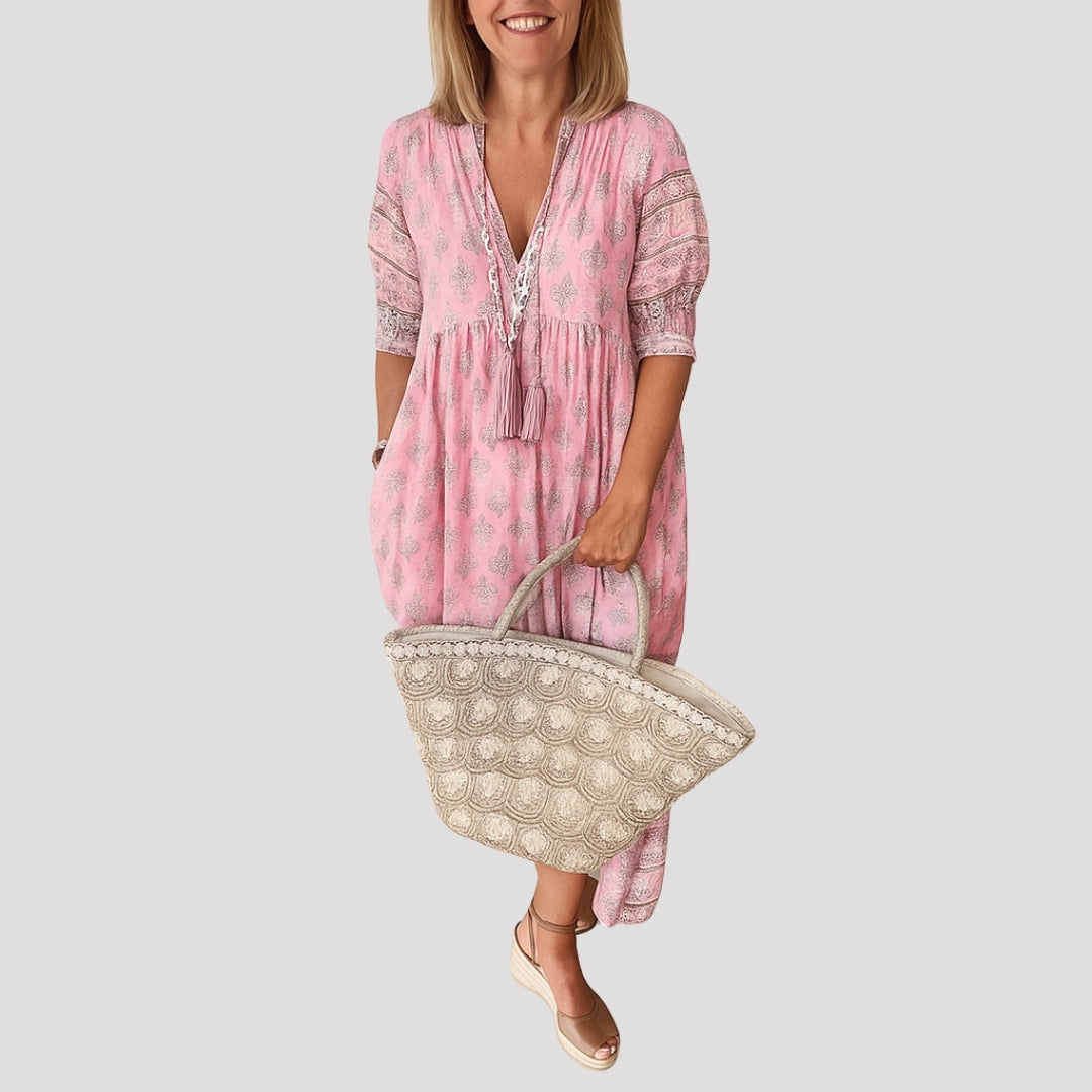 Johanna – Women's  midi dress boho beach style with pockets - Image 7
