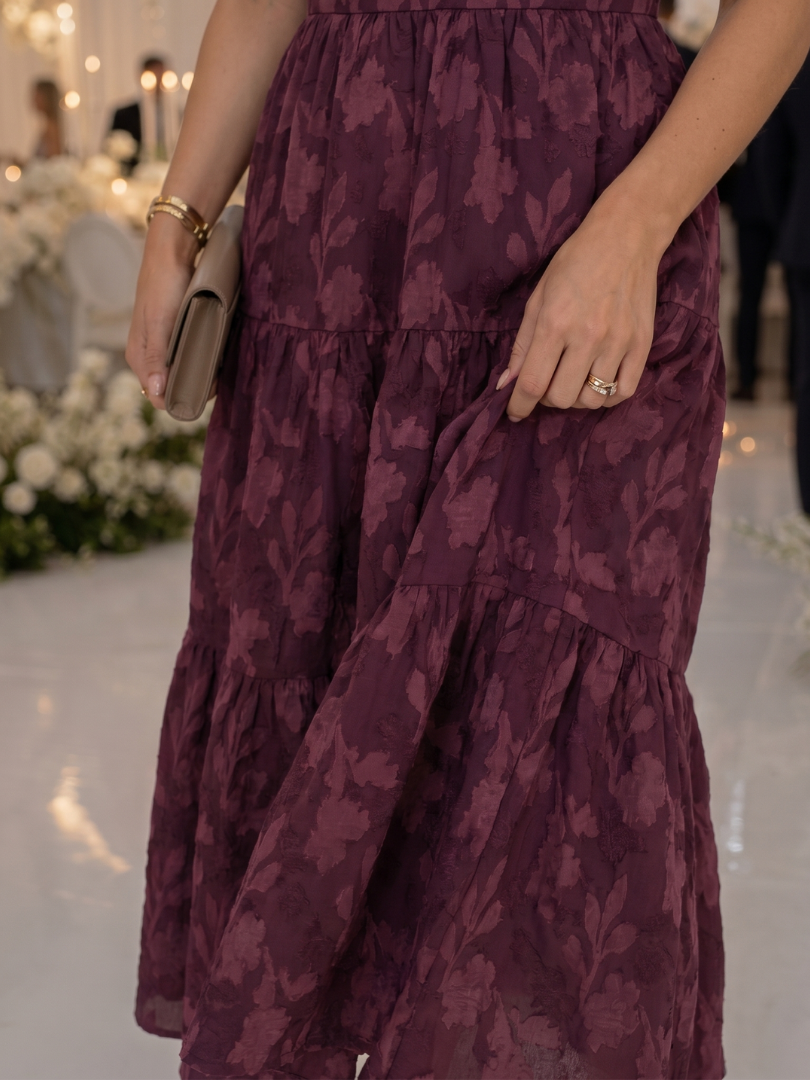 Blumenmuster Midi-Kleid für Damen mit Puffärmeln und elegantem quadratischem Ausschnitt - J&B - 9 - Atelier-Zofia