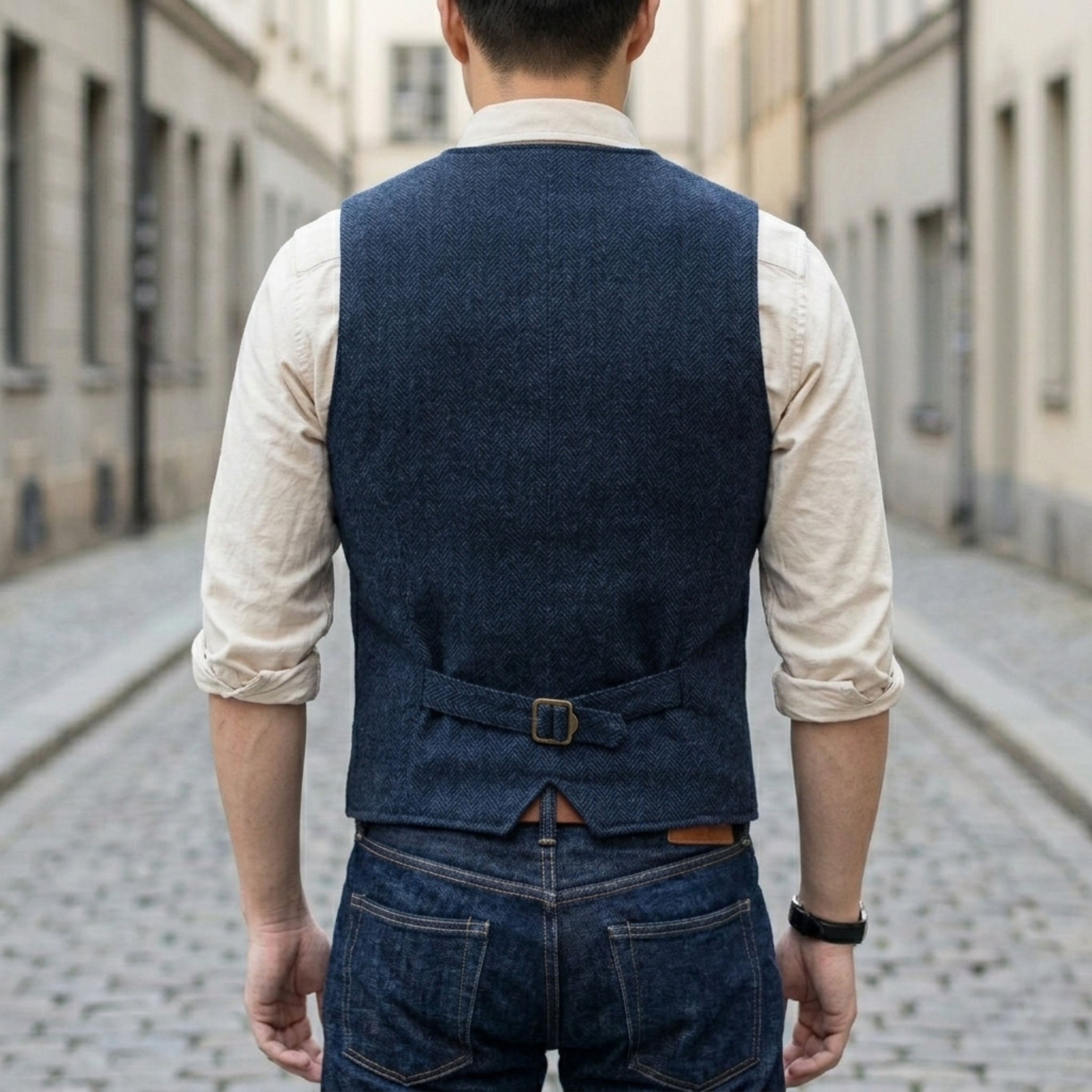 Adrian – Classic  Tweed Waistcoat for Men - Image 2