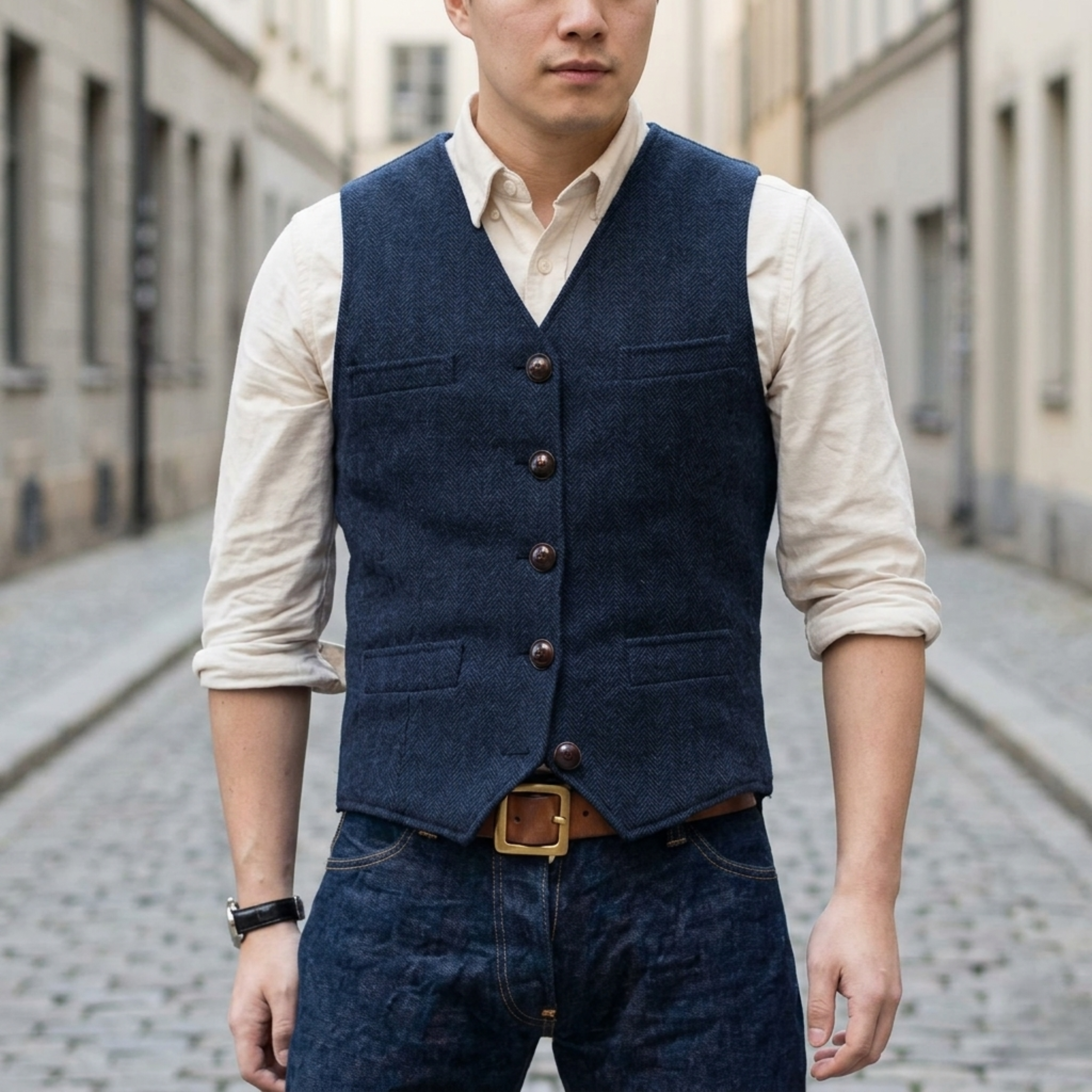 Adrian – Classic  Tweed Waistcoat for Men - Image 1