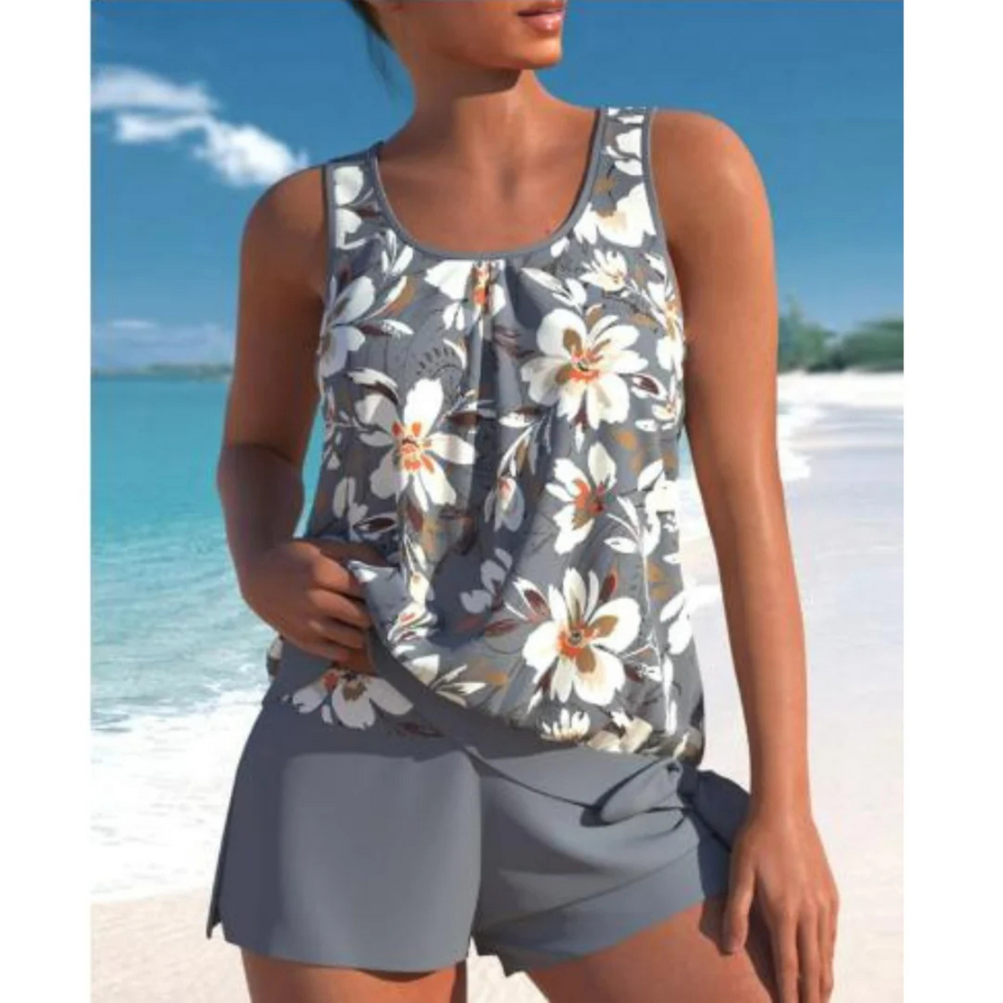 Melissa – Women's Floral Print Tankini Set - Image 2