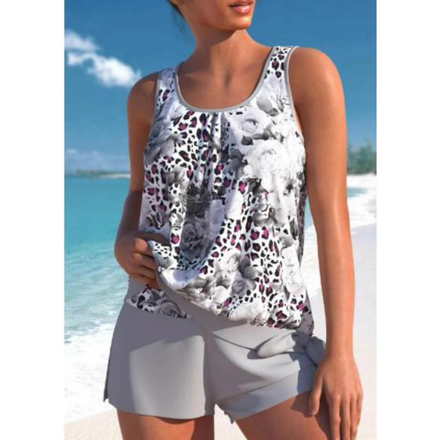 Melissa – Women's Floral Print Tankini Set - Image 3