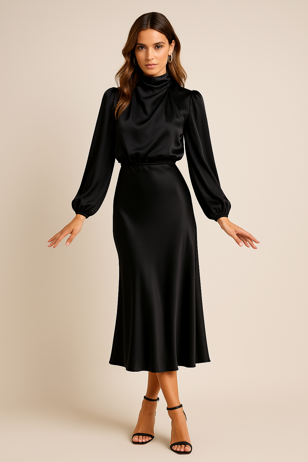 Mia – Women’s Casual Satin Midi Dress - Image 3
