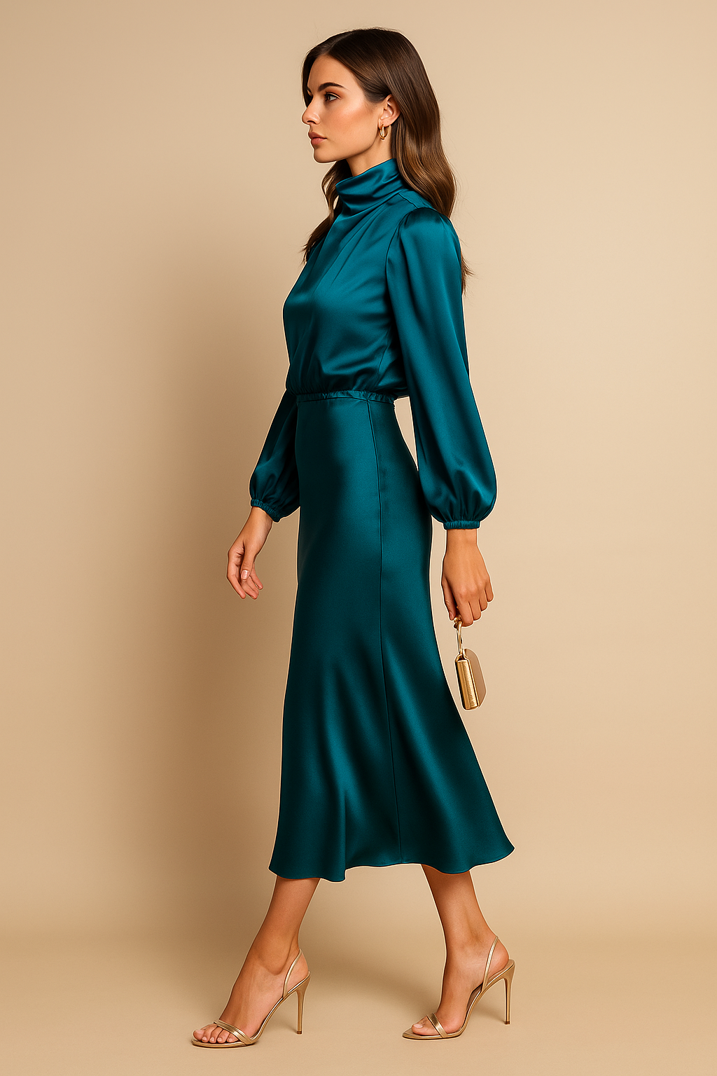Mia – Women’s Casual Satin Midi Dress - Image 23