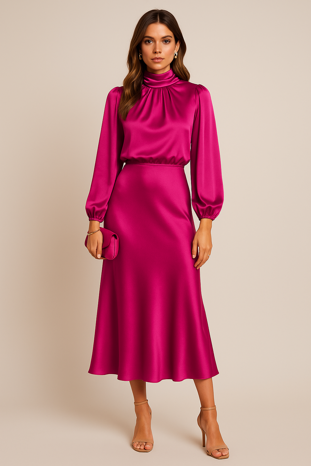 Mia – Women’s Casual Satin Midi Dress - Image 25
