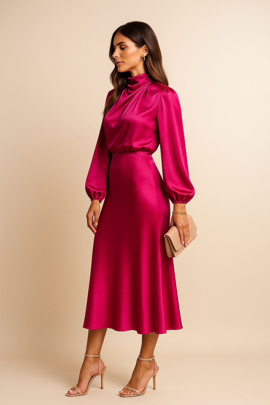 Mia – Women’s Casual Satin Midi Dress - Image 18