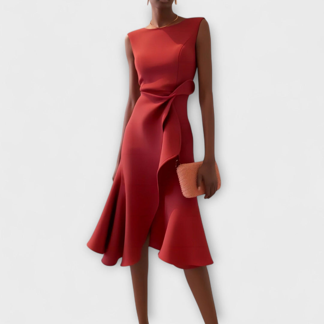 Hannah – Elegant Sleeveless pleated midi dress for Women - Image 1