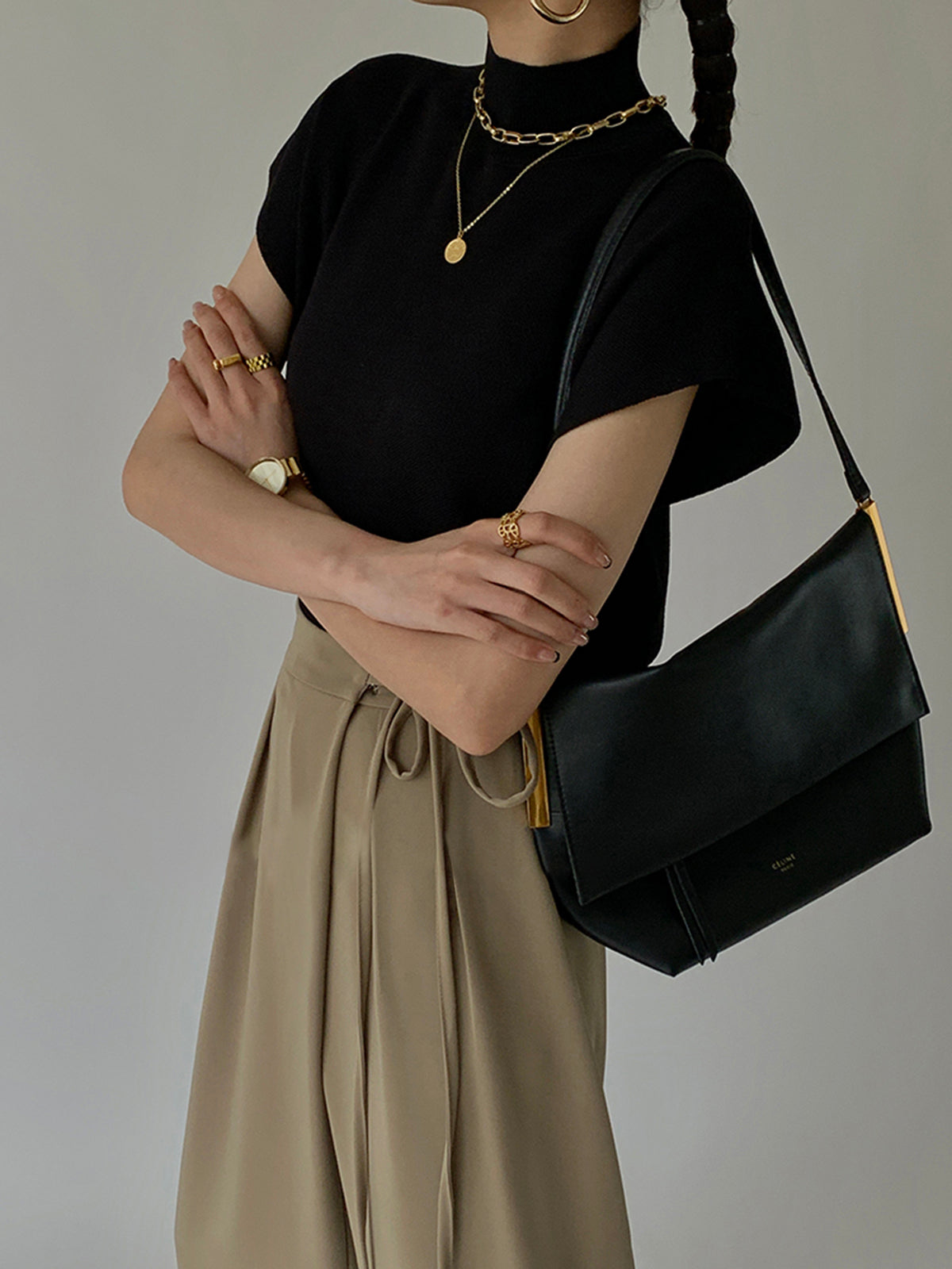 Alina – Damen Feinstrick-Shirt mit Stehkragen und Flügelärmeln