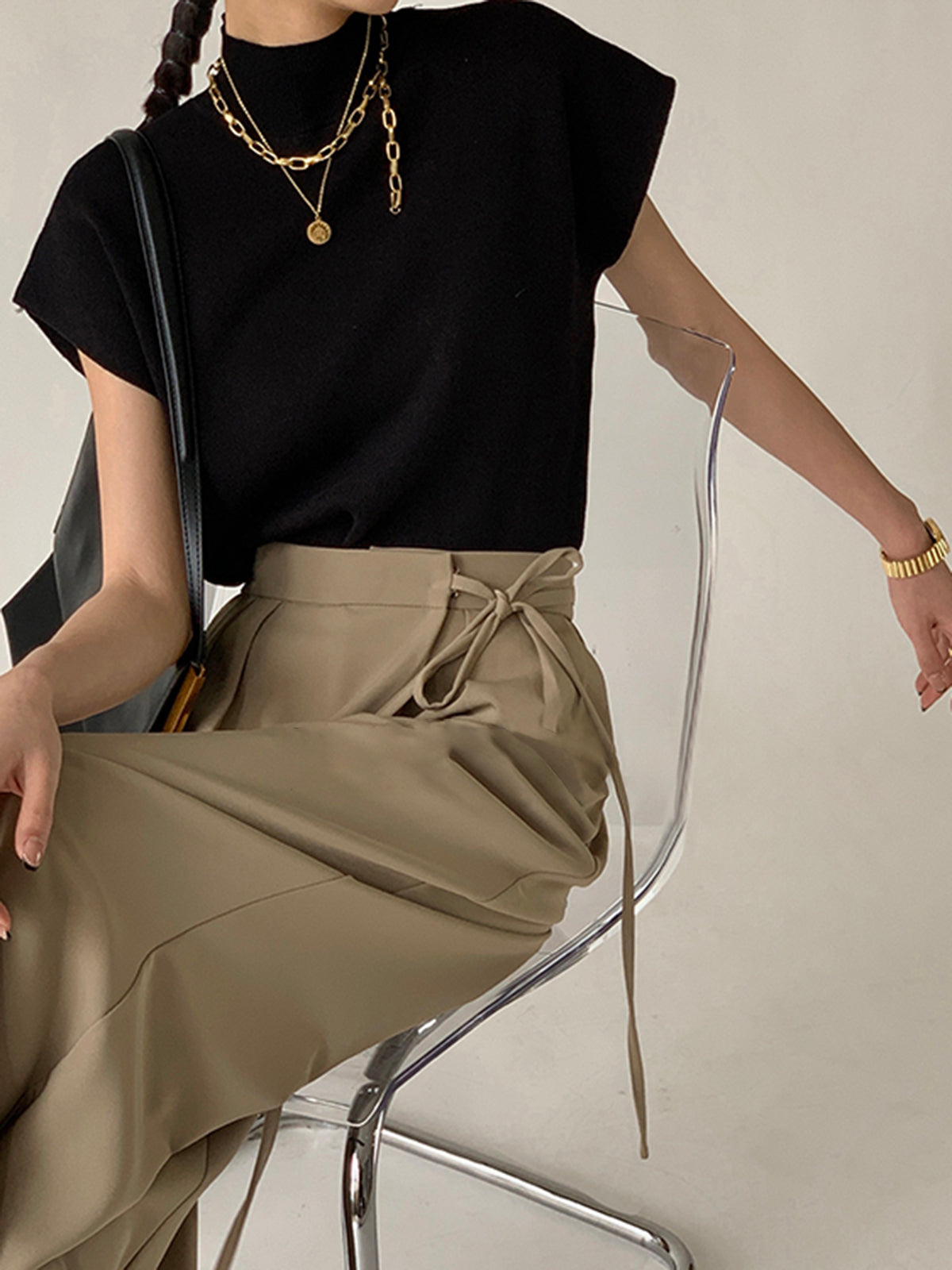 Alina – Damen Feinstrick-Shirt mit Stehkragen und Flügelärmeln