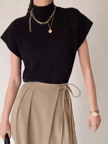 Alina – Damen Feinstrick-Shirt mit Stehkragen und Flügelärmeln