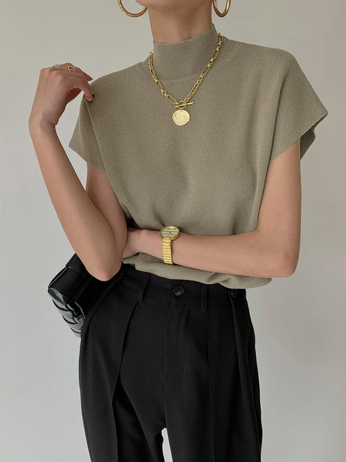 Alina – Damen Feinstrick-Shirt mit Stehkragen und Flügelärmeln