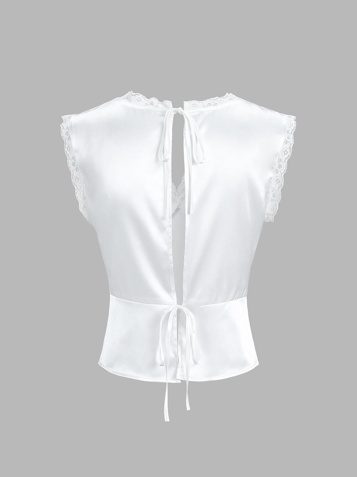 Luisa – Lace Trim Satin Skirt Set - Image 4