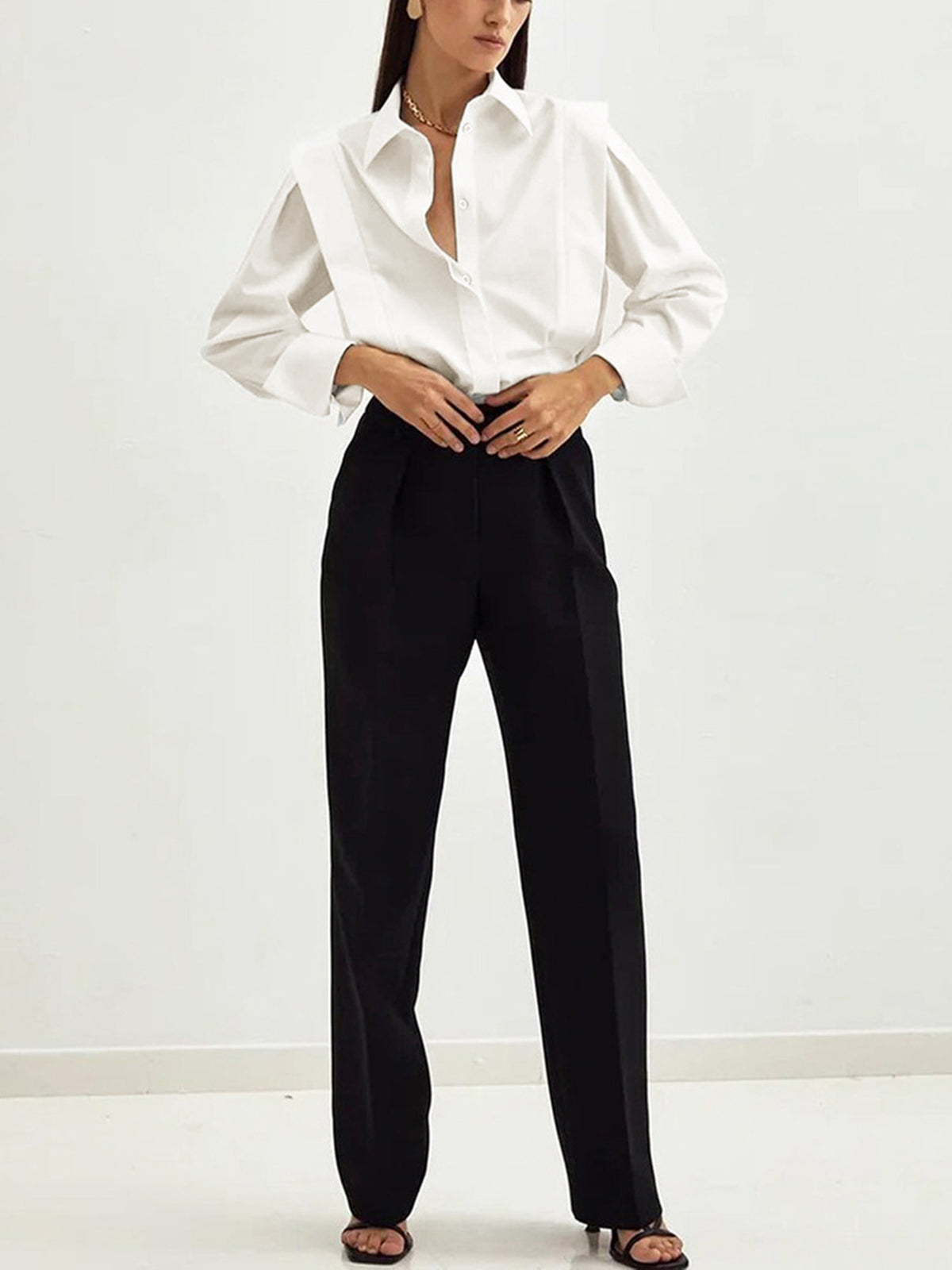 María – Damen Oversize Hemdbluse mit klassischem Kragen