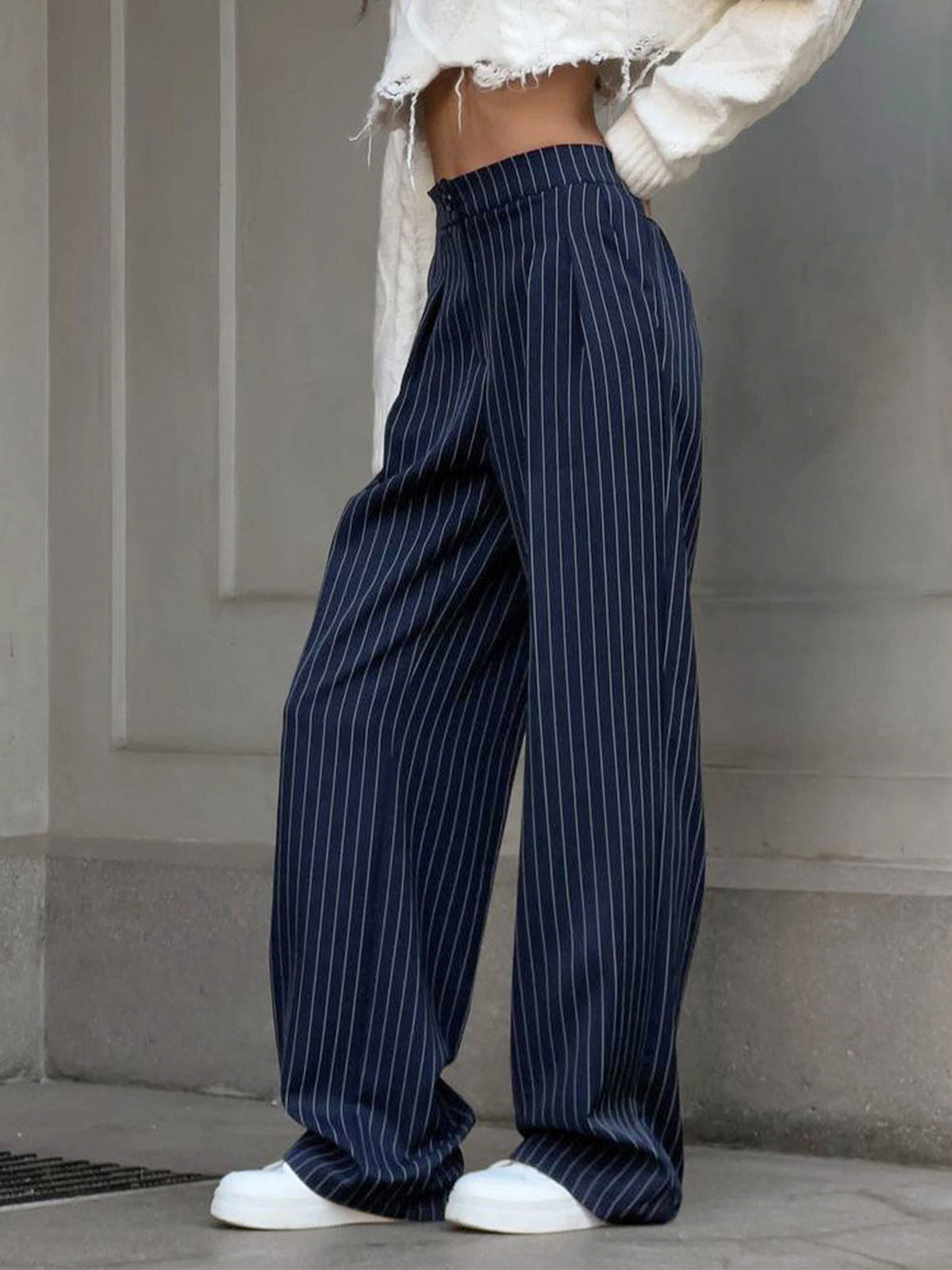 Carmen – Damen High-Waist Nadelstreifen Hose