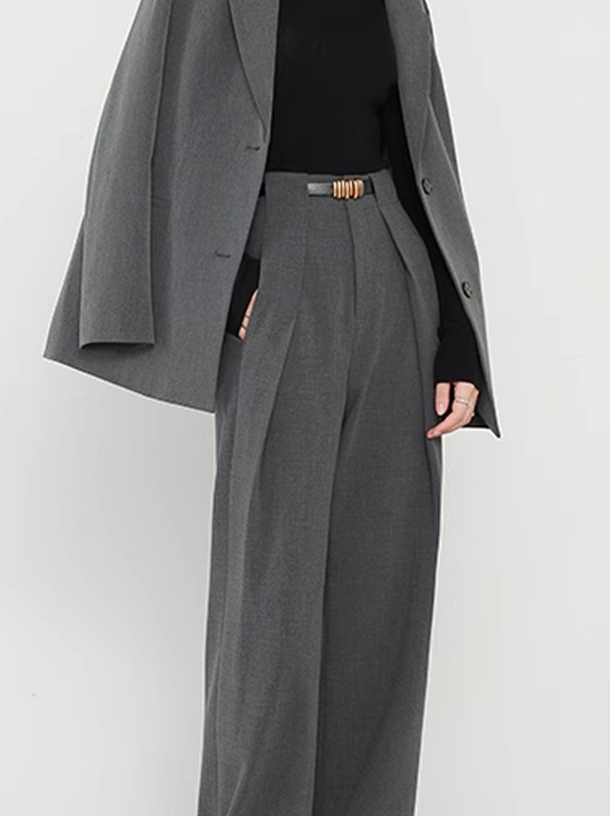 María – Damen High-Waist Stoffhose mit weitem Bein
