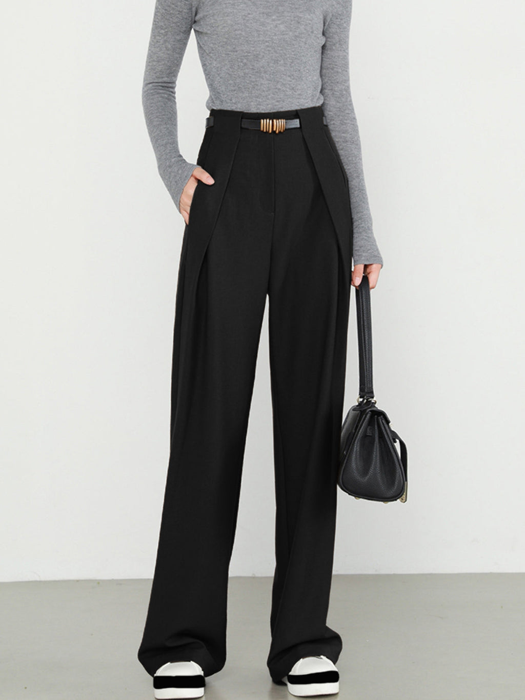 María – Damen High-Waist Stoffhose mit weitem Bein