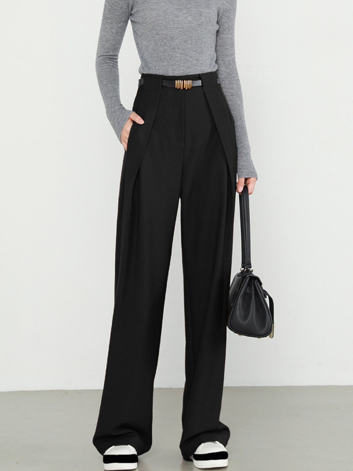 María – Damen High-Waist Stoffhose mit weitem Bein