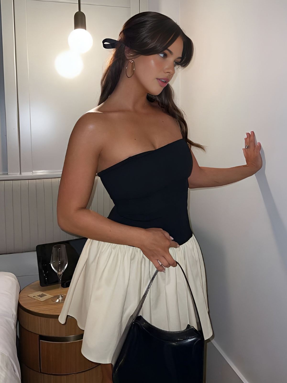 Sofía – Kurzes Bustierkleid im Patchwork-Design