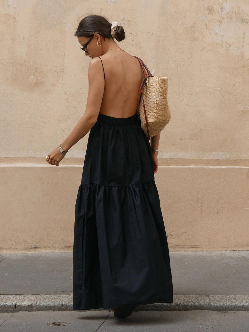 Lucía – Damen Maxikleid mit Spaghettiträgern und weitem Rock