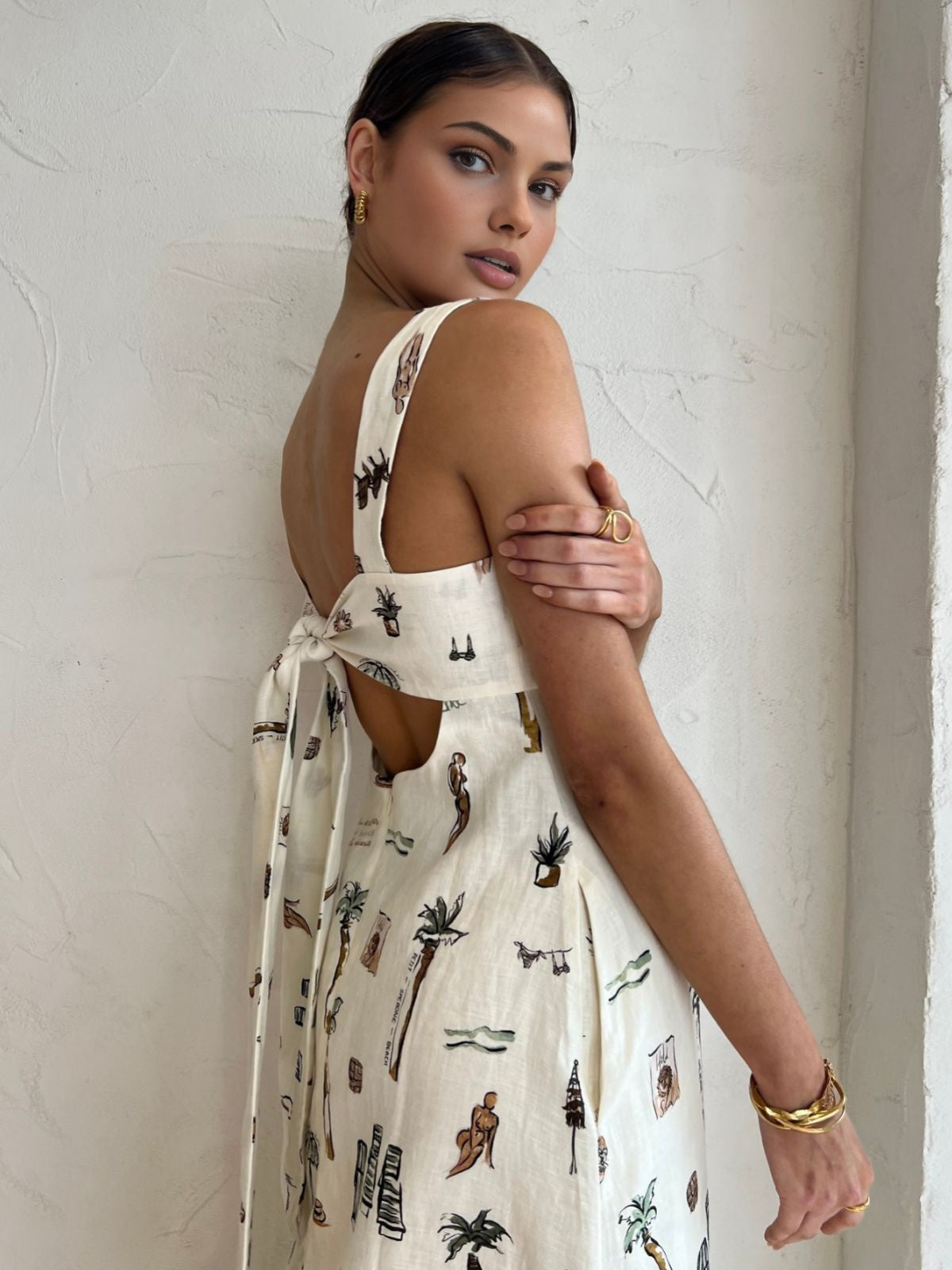 Lila – Tropical Print Knotted Long Dress - Image 3
