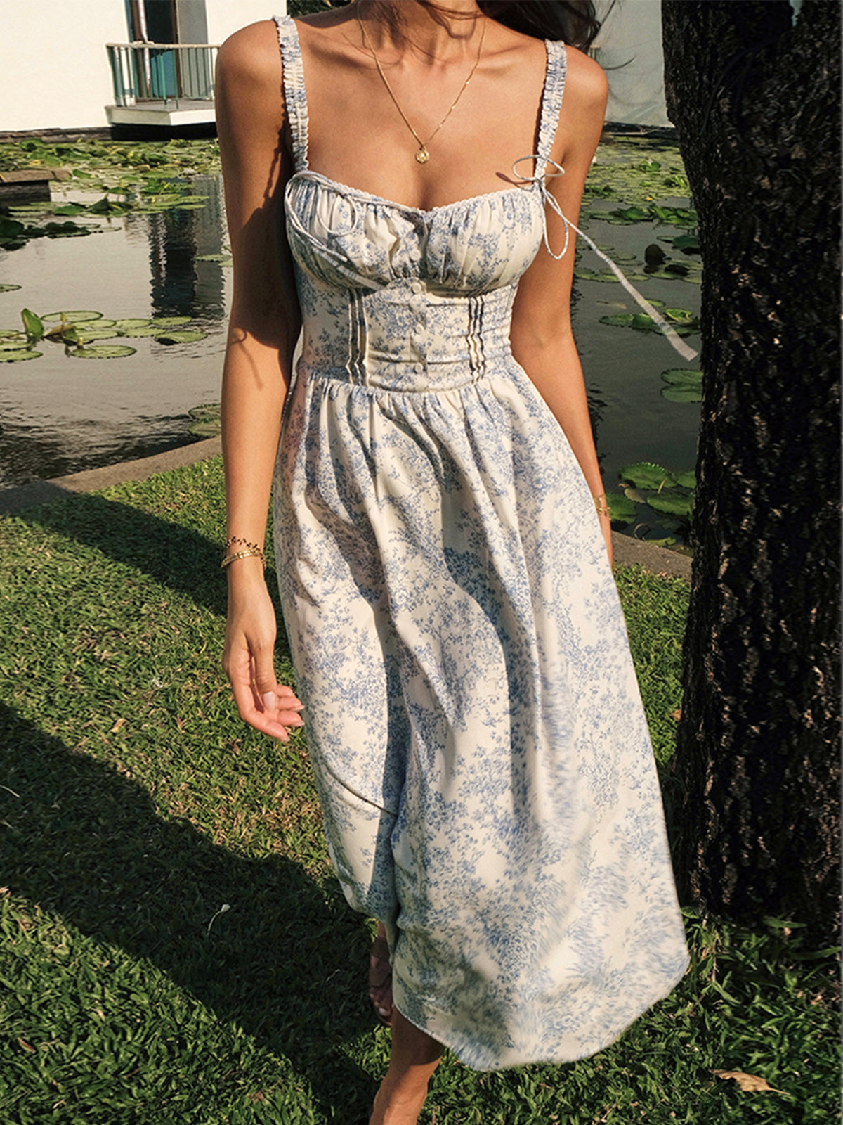Emilia – Sapphire Garden Floral Cami Midi Dress - Image 5