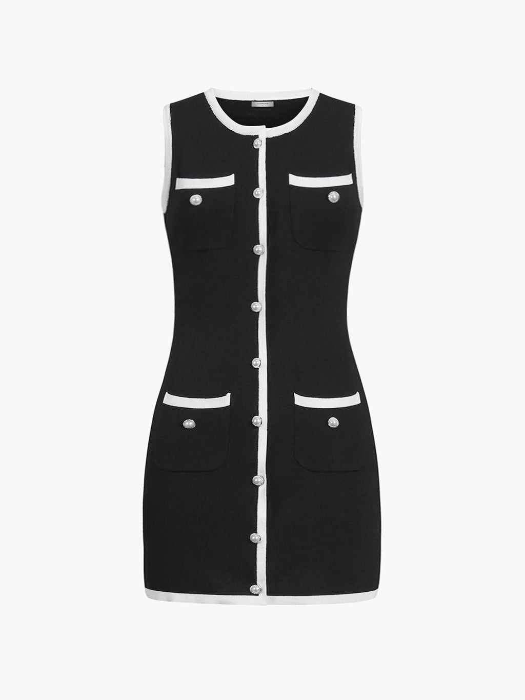 Johanna – Multi Pocket Button Sleeveless Short Sweater Dress - Image 4