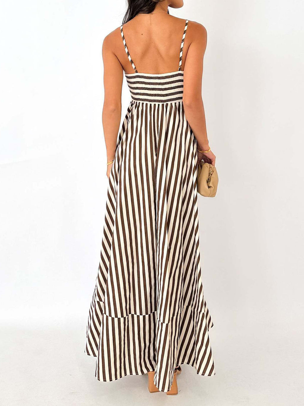 Emilia – Striped Pleated Cami Long Dress - Image 3