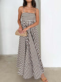 Emilia – Striped Pleated Cami Long Dress - Image 1