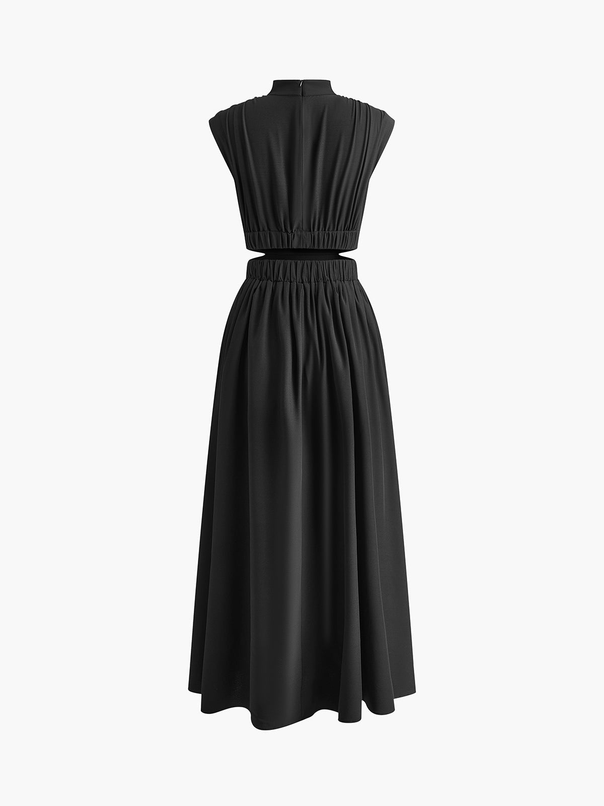 Luciana – Langes Kleid mit Stehkragen und Cut-outs