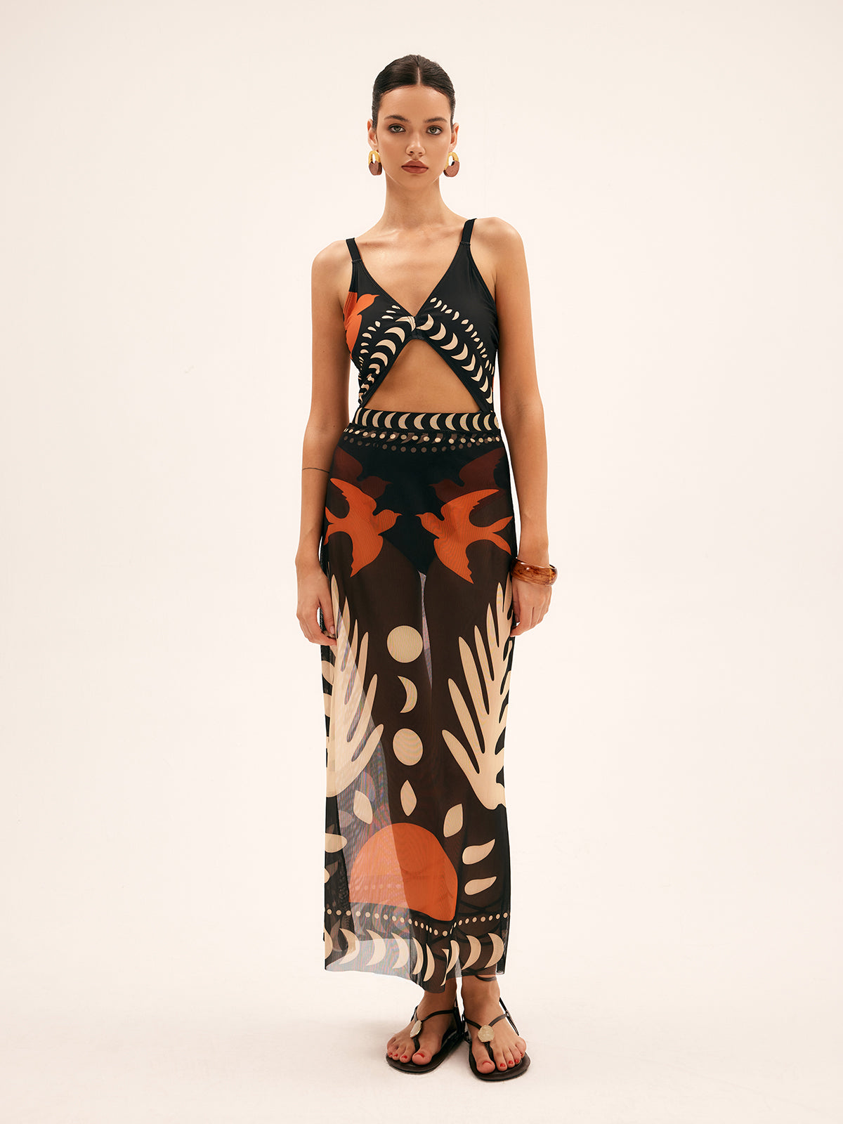 Lucía – Damen Cut-Out Badeanzug mit Pareo-Optik