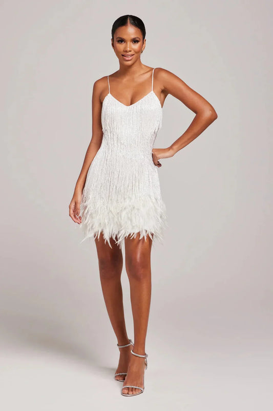 Johanna – Elegant Feathered Dress for Women - Image 1