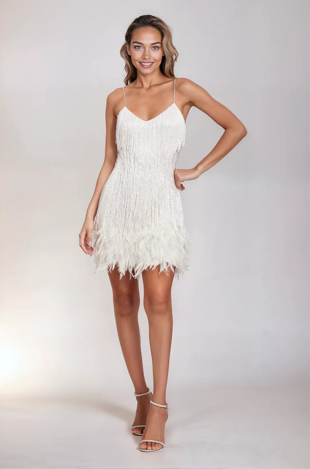 Johanna – Elegant Feathered Dress for Women - Image 5