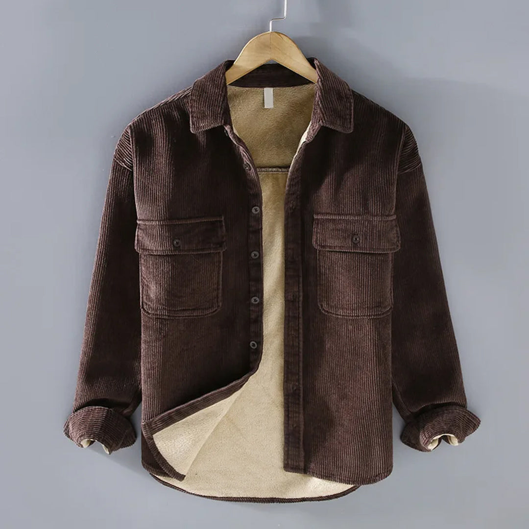Elegante Herren Cordjacke mit Knöpfen und praktischen Taschen - J&B - 3 - Atelier-Zofia