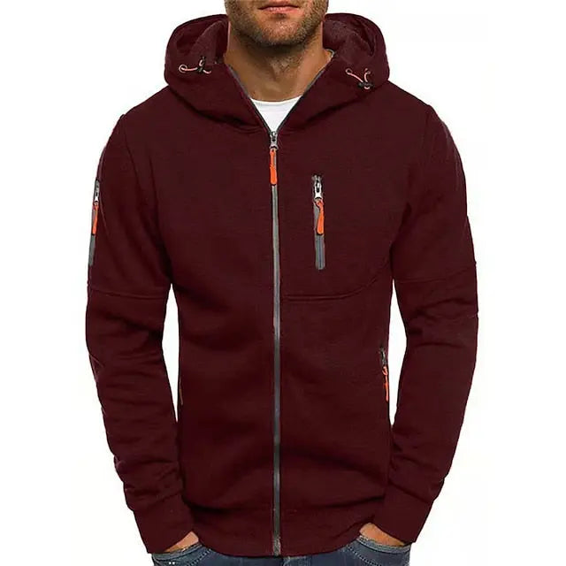 Marek – Sportlicher Hoodie mit Kapuze und Reißverschluss für Männer - 7 - Atelier-Zofia