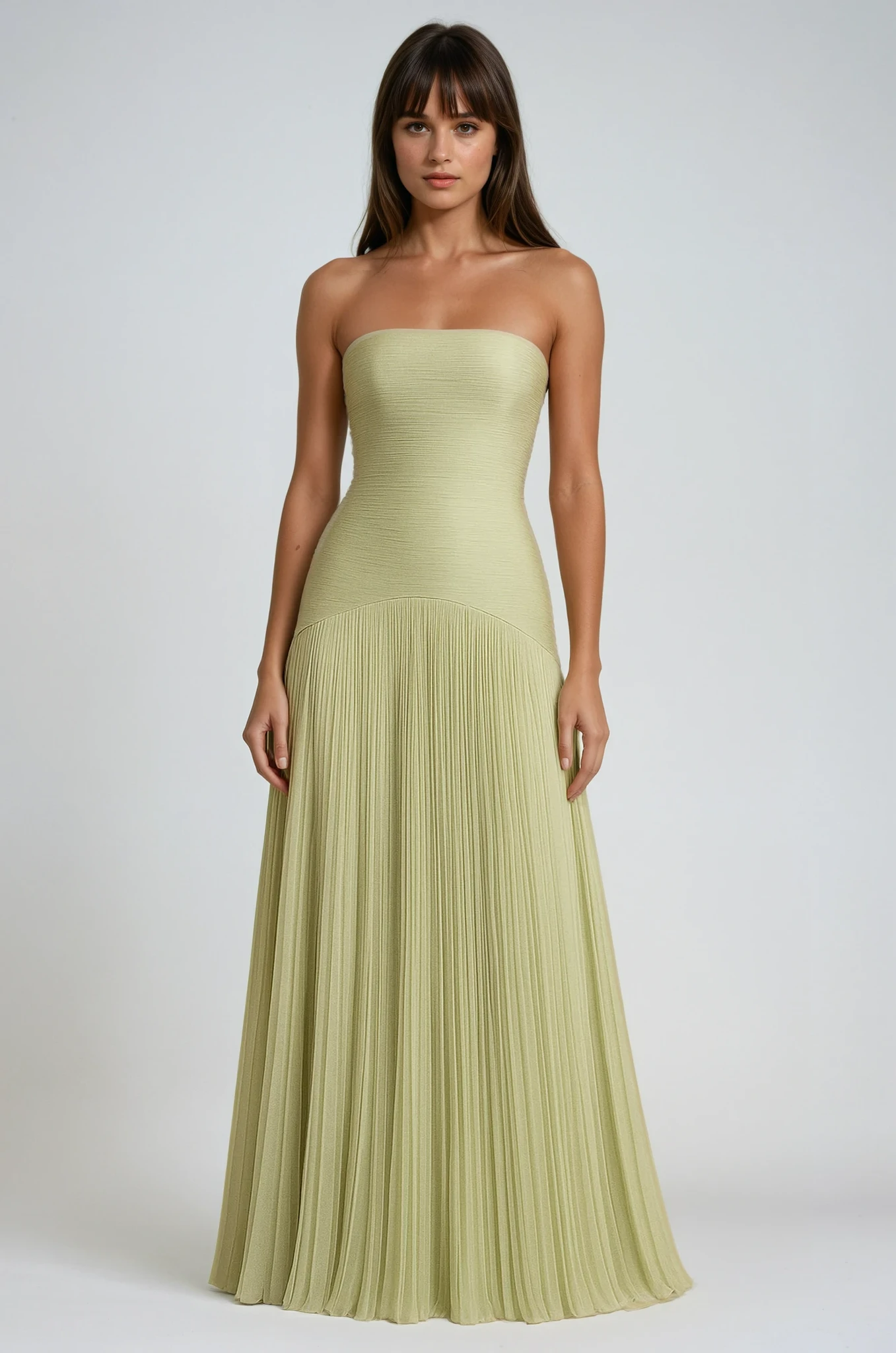 Lara – Strapless Pleated Wedding Guest Maxi Dress - Image 1